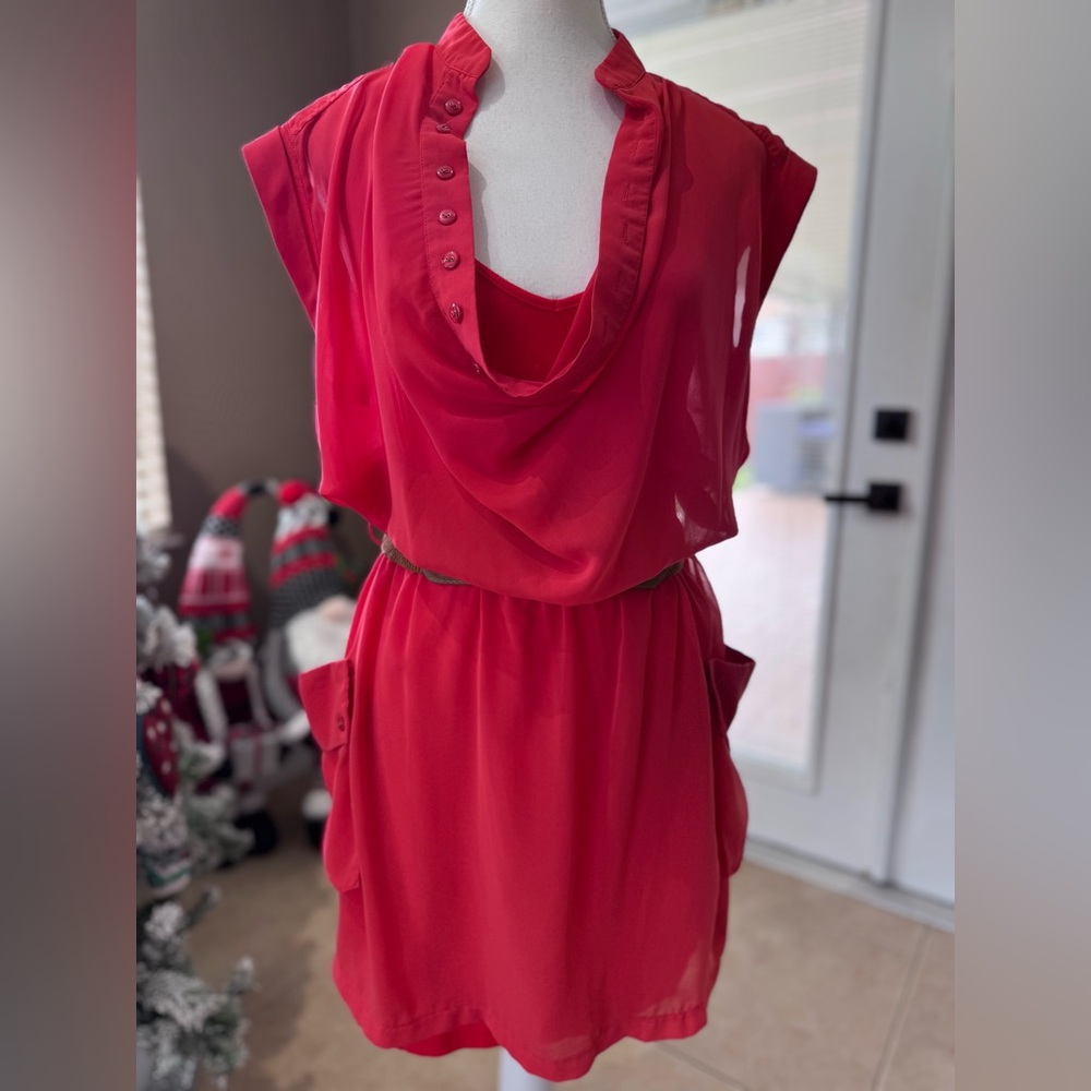 Vibrant Salmon Color Midi Dress